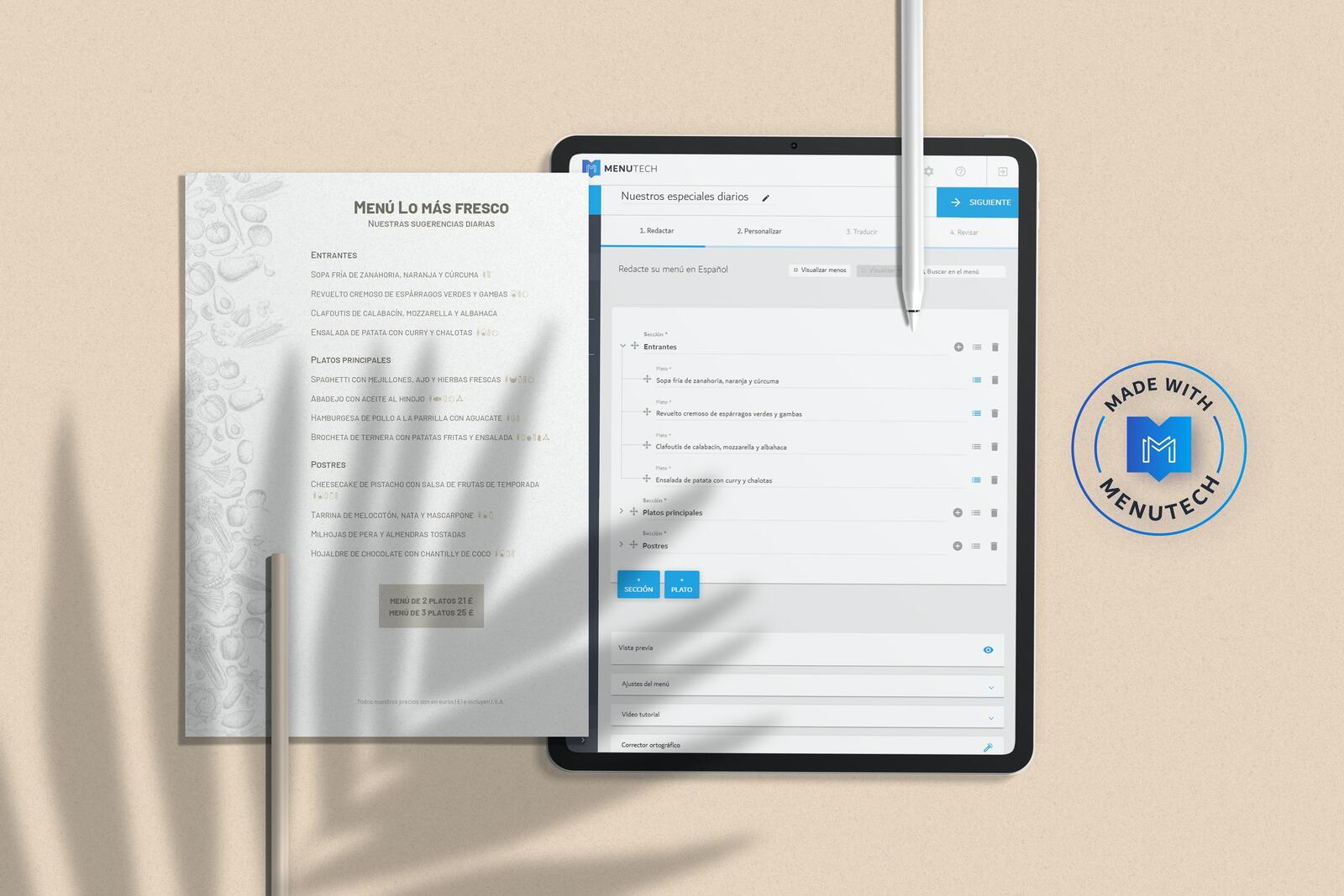 Daily Specials menu made on Menutech