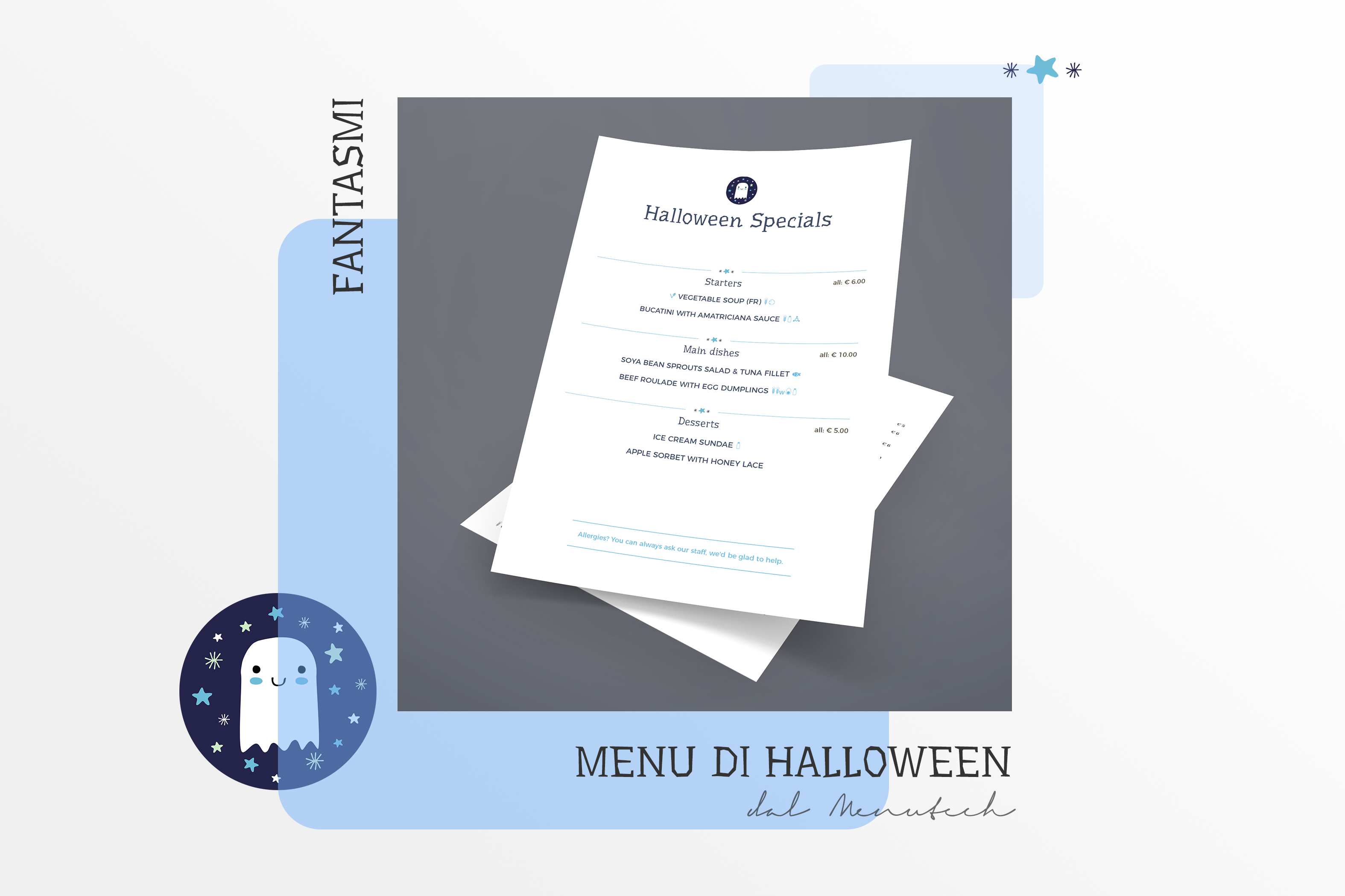 Ghost Halloween Menu example Menutech