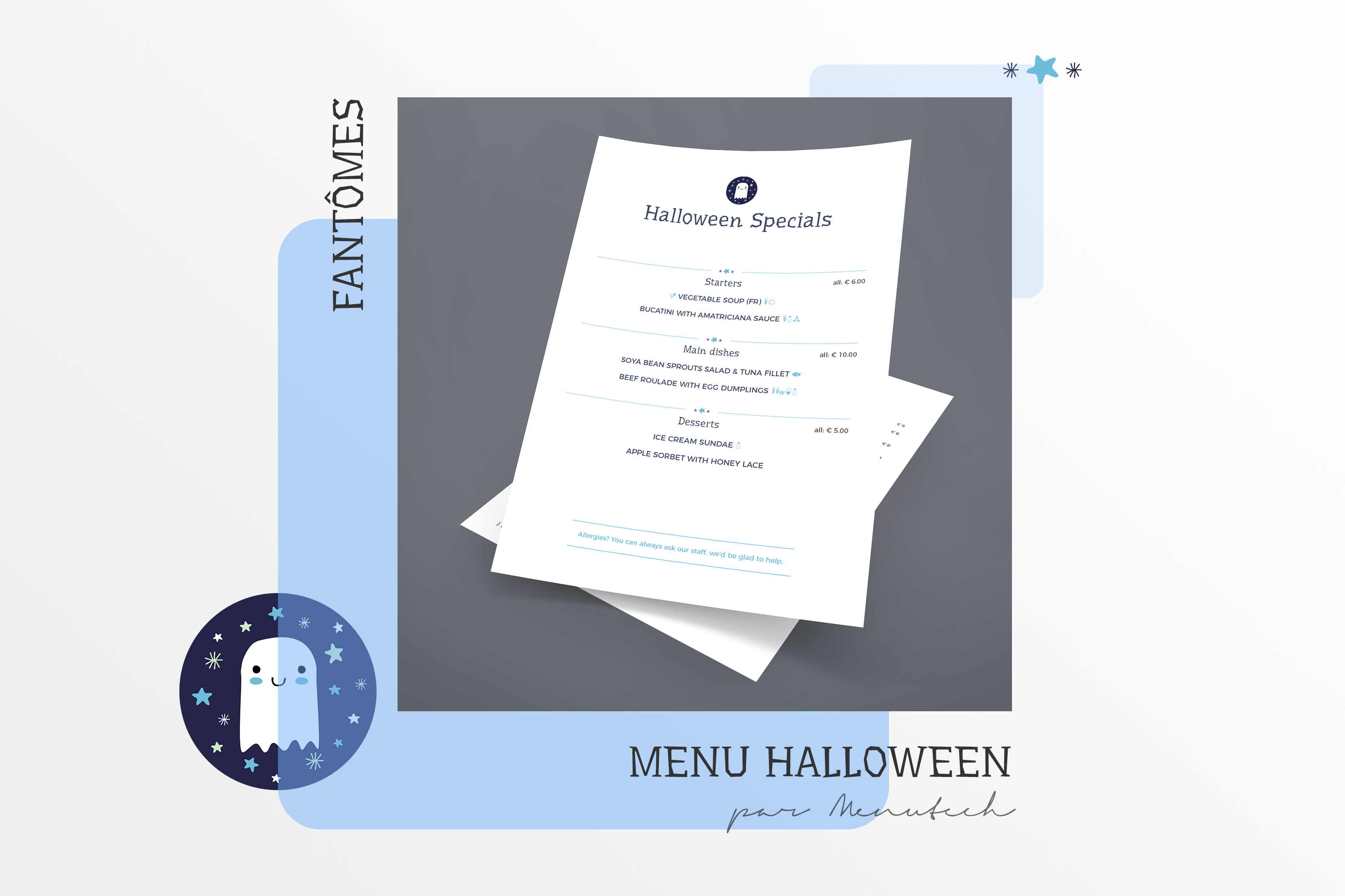 Ghost Halloween Menu example Menutech