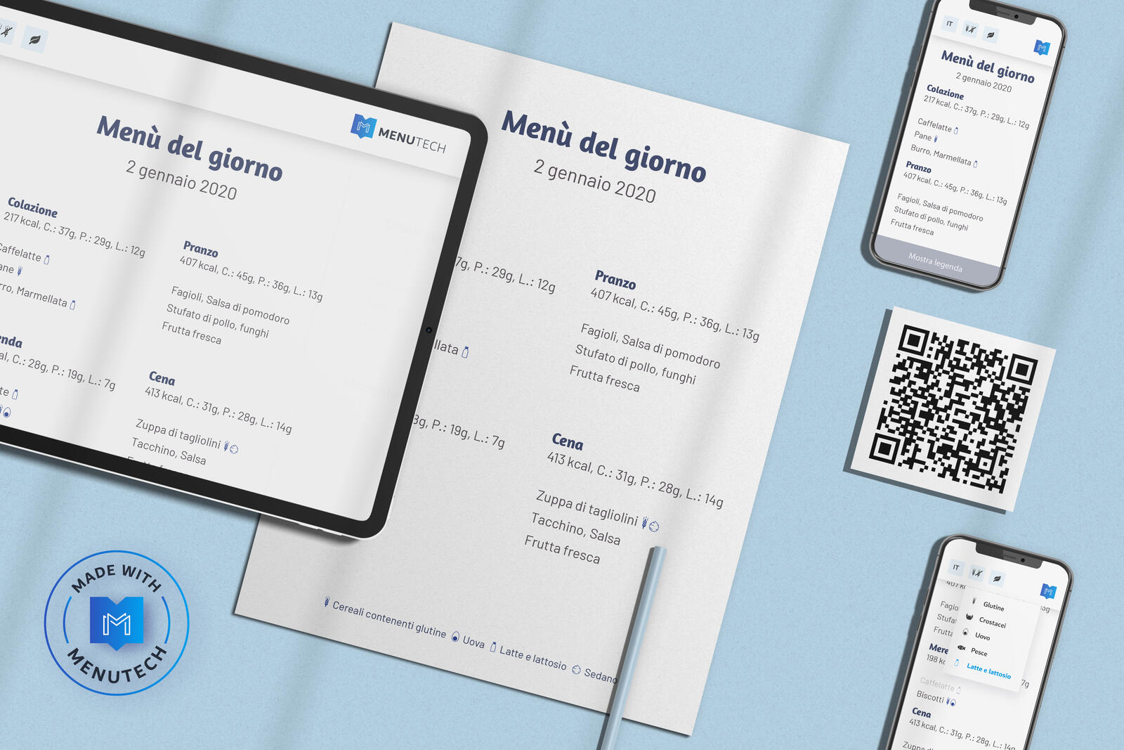 Menu of the day made on Menutech