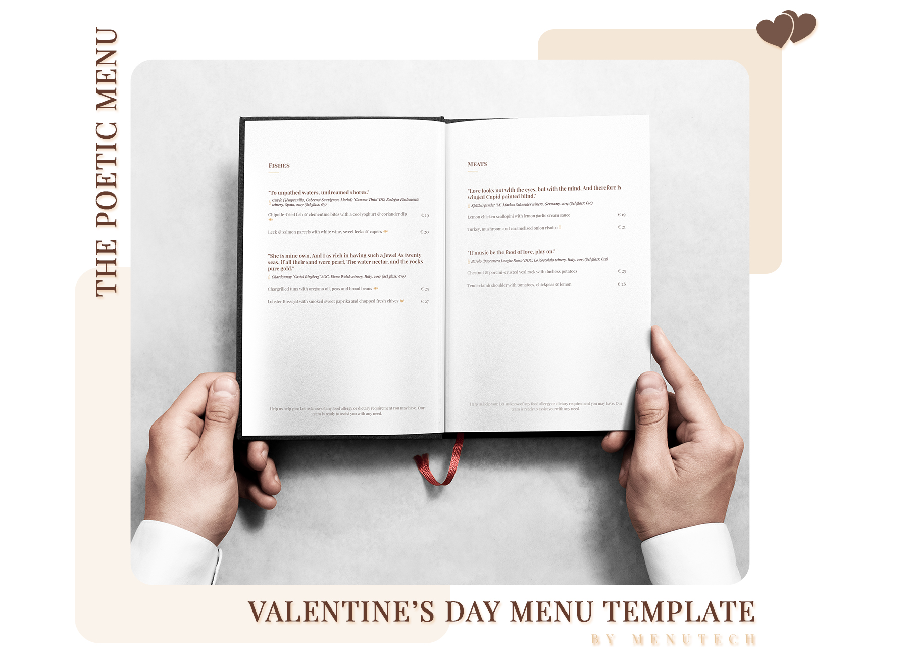 Menutech Valentine's Day poetic menu