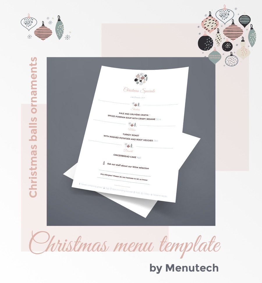 Christmas restaurant menu template Menutech