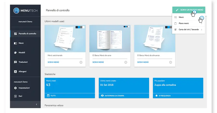 Step 1: Inizi a scrivere il Suo menù