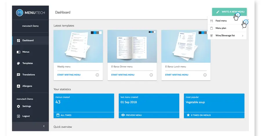 Step 1: Start writing your menu