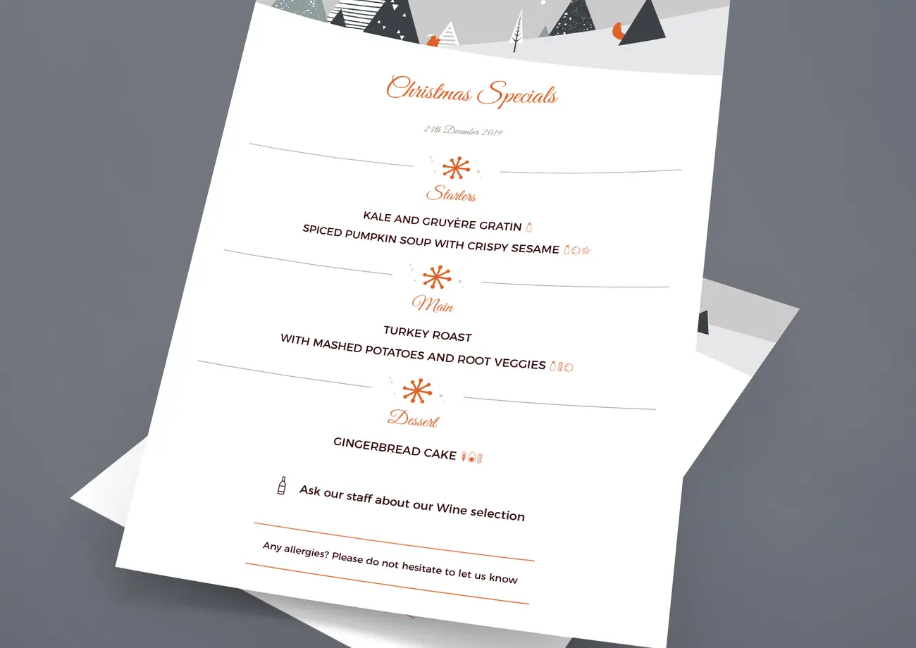 Menutech Christmas landscape menu template