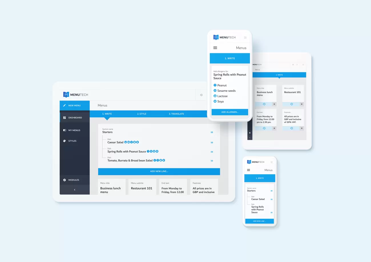 Mit Menutech online ein Menü erstellen