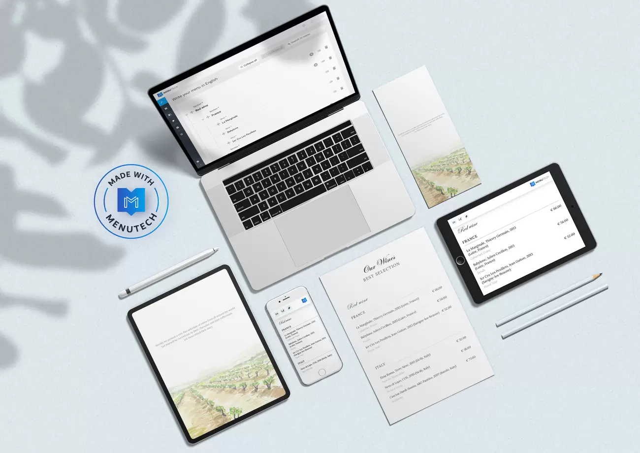 Carta de vinos Menutech