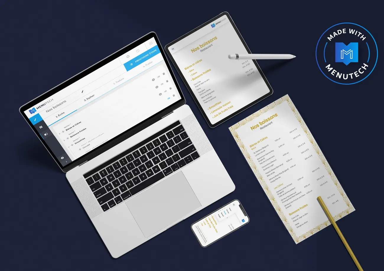 Cartes des boissons Menutech