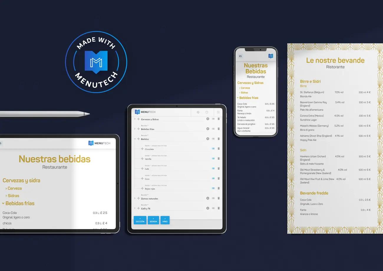 Cartas Bebidas Menutech