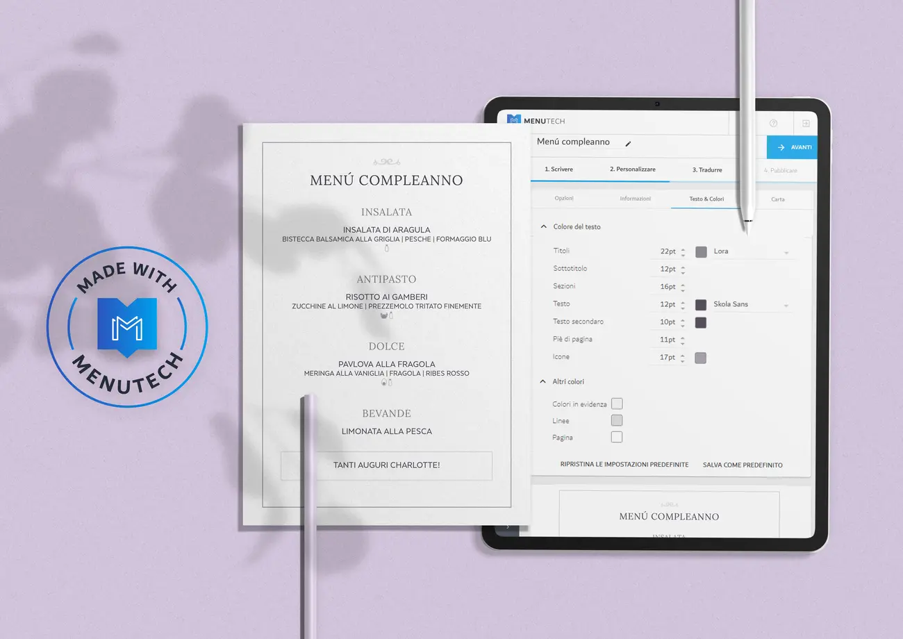 Menu eventi Menutech