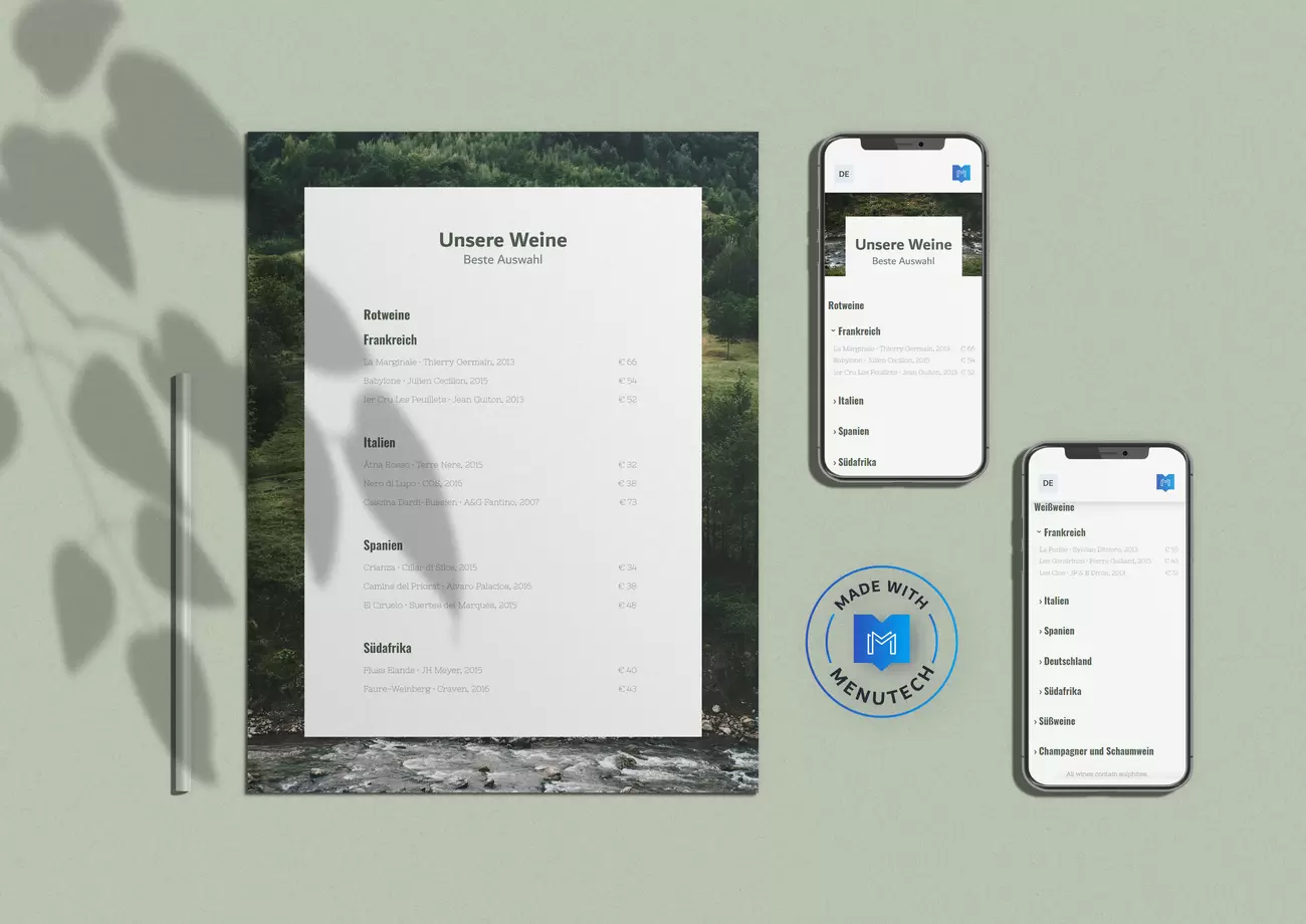 Weinkarten Menutech