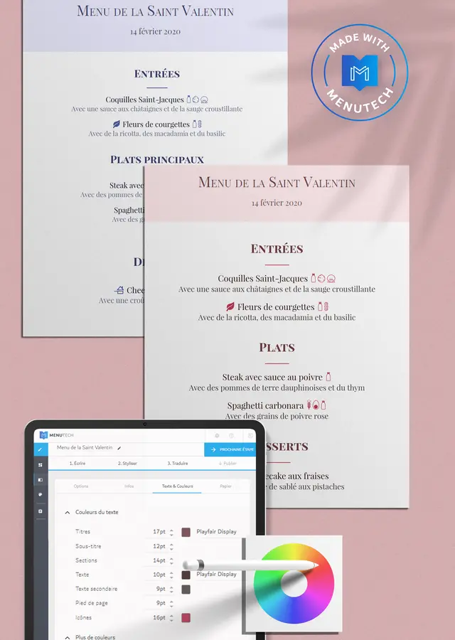 Menutech Logiciel de conception de menus