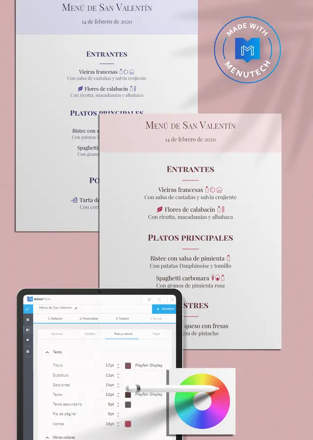 Menú de San Valentín Menutech