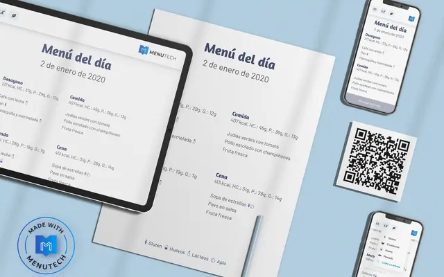 Un menú impreso y varios menús compartidos con código QR