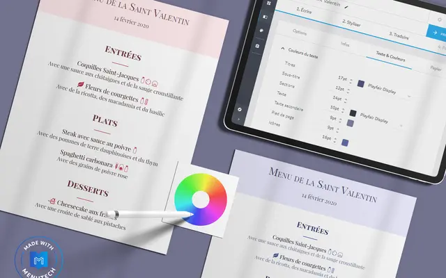Menu de la Saint-Valentin Menutech