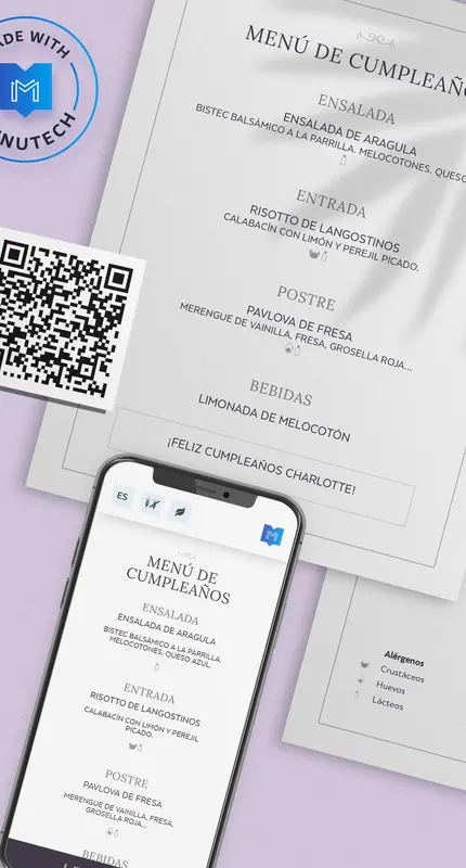 Menú de cumpleaños en Menutech